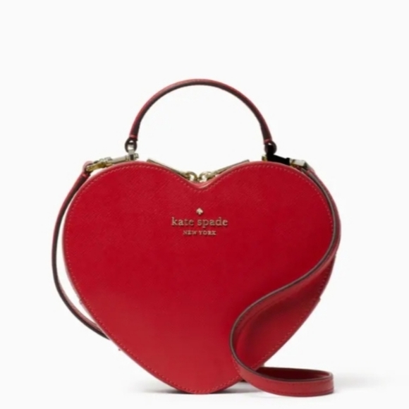 KATE SPADE HEART CROSSBODY PURSE "LOVE SHACK" RED SAFFIANO - NEW! SO BEAUTIFUL! - Picture 5 of 5